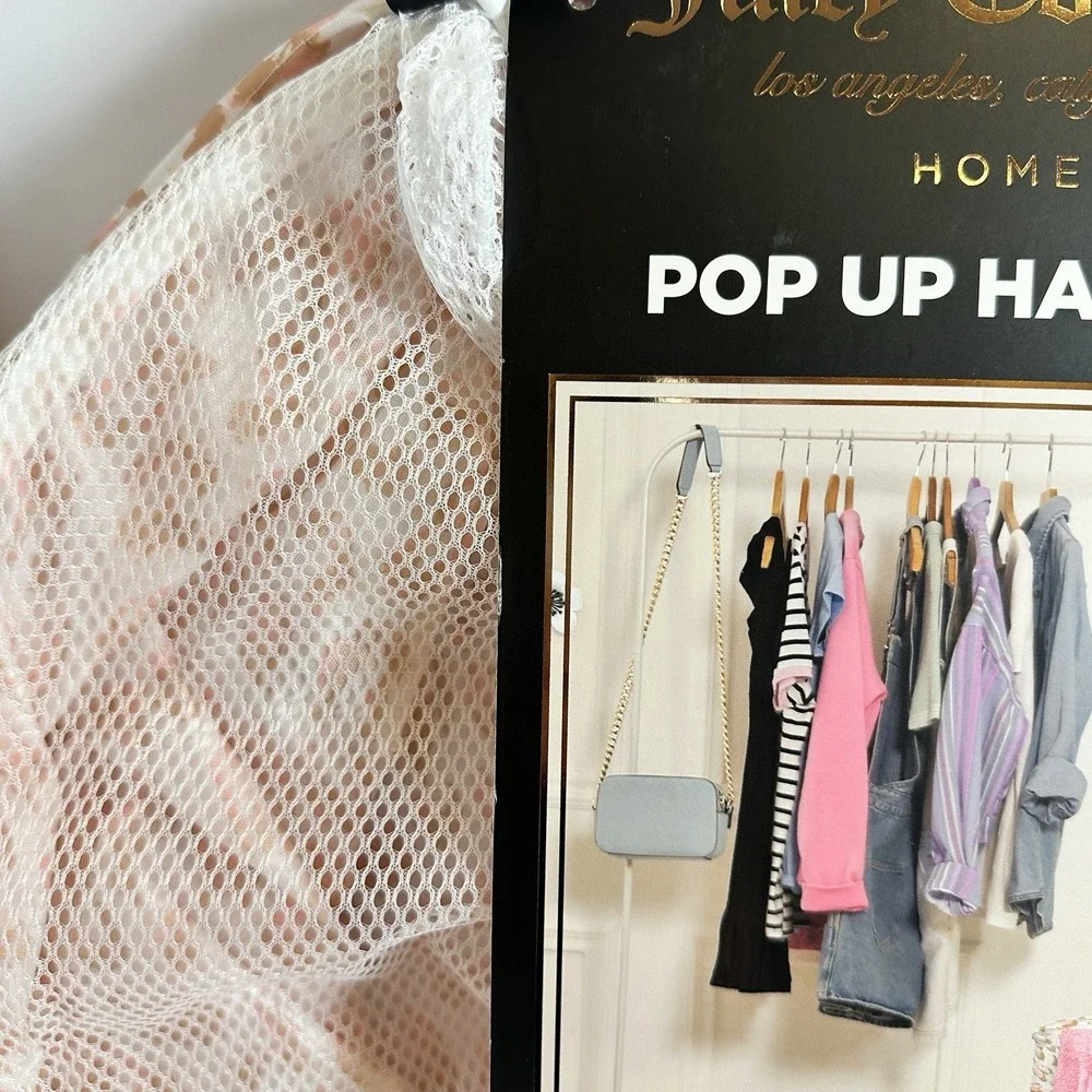 Juicy Couture Home Pop Up Laundry Hamper Pink Leopard Collapsible Mesh New